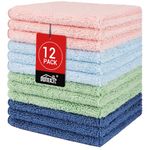 HOMEXCEL Microfiber Washcloths 12 Pack, Highly Absorbent and Soft Face Towel, Multi-Purpose Wash Cloths for Bathroom, Hotel, Spa, Gym, and Kitchen, 12x12 Inch