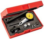 Starrett 3808MAC Dial Test Indicator with Dovetail Mount, 4 Attachments, and 2 Extra Contacts, 32mm Yellow Dial, 0.2mm Range, 0.002mm Graduation