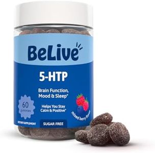 BeLive 5-HTP Gummies - 60 Ct I 5HTP Stress Relief Gummies for Better Sleep, Heightened Focus, Mood Booster & Stress Relief I Serotonin Booster for Adults, Vegan 5 HTP Supplement - Mixed Berries Flavor