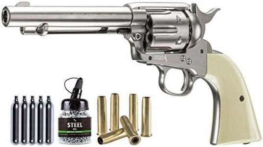 Colt Peacemaker SAA CO2 Revolver Nickel Air Pistol Bundle with BBS, BB Shells, and CO2