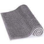 Lifewit Non-slip 80 × 50 cm Chenille Bath Mat, Easy to Clean Bathroom Mats, Soft Shower Rug, Grey