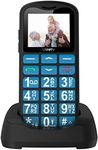 ukuu Big Button Mobile Phone for Elderly - Easy Use Senior Phone with SOS Button, Speed Dial & Charging Dock | SIM Free Unlocked | 800mAh Battery | Bluetooth | Blue