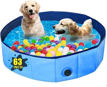 Bxo Extra Large Foldable Dog Pool with Thickened MDF Plates,Pool Hard Plastic&Large Dogs Portable Swimming/Non-Slip Bathing Tub with Quick Drain&Easy Storage(63x12in,Blue)