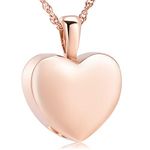 Cremation Jewelry Urn Necklaces for Ashes Holder - Heart Locket Pendant Necklace Jewelry - Keepsake Funeral Urns Memorial Gift for Women/Men (Rose Gold, Stainless Steel)