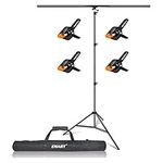 EMART T-Shape Portable Background Backdrop Support Stand Kit 5ft Wide 8.5ft Tall Adjustable Photo Backdrop Stand with 4 Spring Clamps