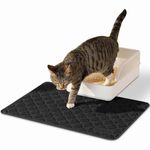 Conlun Cat Litter Mat Litter Trapping Mat, 61 x 43cm Premium Durable PVC Cat Litter Tray Mat with Scatter Control, Less Waste, Non-Slip Litter Box Mat, Soft on Kitty’s Paws, Urine Waterproof, Black