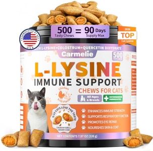Lysine for Cats, 500ct Cat Immune Support Chews, L-Lysine Supplement for Cats with Colostrum, Omega-3, Soothes Sneezing, Runny Nose & Upper Respiratory Support, Crunchy & Creamy, Chicken Krill Flavor