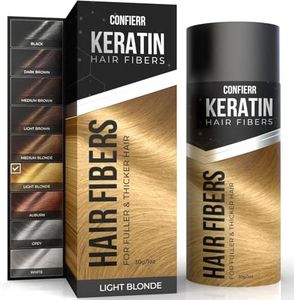 CONFIERR Keratin Hair Fibers for Men & Women - Fill In Fine or Thinning Hair, Instantly Thicker, Fuller Looking Hair (Light Blonde 30g)