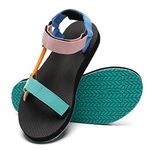 WateLves Womens-Sport-Sandals Outdoor Hiking Sandals with-Arch-Support Comfortable Webbing-Water-Athletic Beach-Sandals for Travel-Walking-Trekking-Camping, Colorful, 6