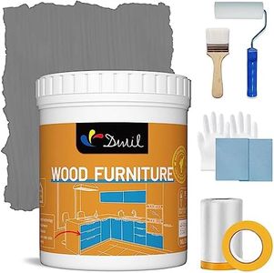 DWIL Acrylic Wood Paint for Furniture - Semi-Gloss Paint Suitable for Wood Surface Renovation, Water-Based All match Paint, Non-Toxic & Odorless, Eco-Friendly & Healthy (32OZ, Dark Grey)