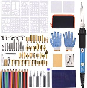 Eacam Wood Burning Kit 105Pcs Soldering Iron Pyrography Pen Set Soldering Iron Tips Multifunctional Wood Burner Tool 200-450℃ Professional Pyrography Pen for Woodburning Embossing Carving