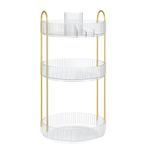 SONGMICS Makeup Organiser Rotating, 3-Tier Round Skincare Organiser, Customisable, Toiletries Cosmetics Organiser, Gift, Transparent JKA011W02