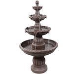 Sunnydaze Mediterranean 49-Inch 4-Tiered Outdoor Water Fountain - Electric Submersible Pump - Fiberglass and Resin