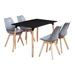 P&N Homewares Lorenzo Tulip Dining Set (Black table, Grey Chairs)