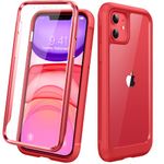 Diaclara iPhone 11 Case, 360° Full Body with Built-in Screen Protector Touch Sensitive Shockproof Soft TPU Bumper Case Cover Clear Designed for iPhone 11 6.1" - Red