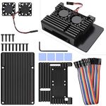 REES52 Raspberry Pi Case Metal Case for Raspberry Pi 3B + / 3B / 2B + / 2B with Double Fan Aluminum Alloy Heatsink 20 Pin Female to Female Dupont Jumper Wire