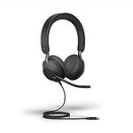 Jabra Evolve2 40 SE Wired Stereo Noise-Cancelling Headset - Features 3-Microphone Call Technology and USB-C Cable - MS Teams Certified, Works with All Other Platforms - Black