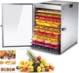 Iproods Food Dehydrator Machine 12 Trays Stainless Steel, Commercial Food Dryer for Fruit, Vegetables, Meat, with 24H Adjustable Timer and 68-194 ℉ Digital Temperature Control, 800W