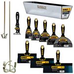 DEWALT Deluxe Blue Steel Hand Tool Set, 12'' Taping Knives, 6'' Putty Knives, 2 Mud Mixers + Bonus 14'' Mud Pan