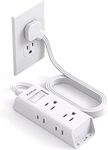 Travel Essentials - Flat Plug Power Bar, Addtam 5 ft Ultra Flat Extension Cord with 6 Outlets Extender, Multi Plug Outlet with No Surge Protector for Cruise Ship, Dorm Room, Home and Office Essentials