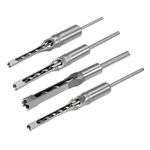 uxcell 4pcs Square Hole Drill Bit for Wood 1/2", 1/4", 3/8", 5/16" Hollow Chisel Mortiser Auger Spur Cutter Tool, High Carbon Steel for Woodworking Carpentry