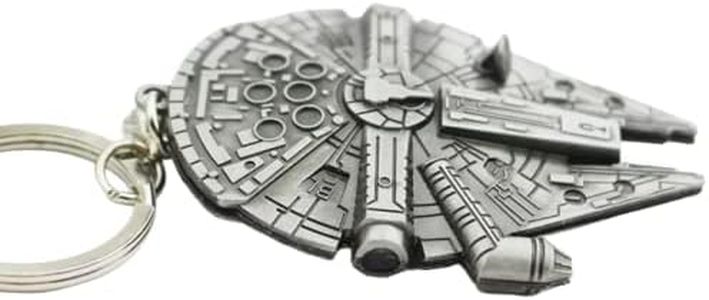 Millenium Faucon – Porte-clés en métal avec anneau pour les fans de la saga Star Wars, argenté, M