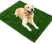 Grass Pad for Dogs 39.3 x 19.7 inches, Strong Absorbency Soft and Real Grass for Pets Potty Training, Easy to Clean Fake Grass for Dog Indoor Outdoor Use (1 Pack)