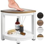 ROHKEX Corner Shower Stool - Waterproof Heavy Duty Shower Bench for Shaving Legs & Inside Shower Use - Sturdy Bathseat for Relaxation - Shower Shelf & Seat - Indoor & Outdoor Easy Assemble