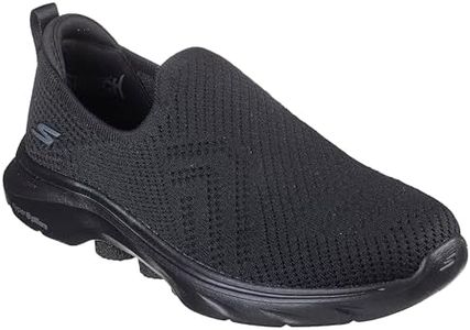 Skechers Women's GOwalk 7 - Amina Slip-On Sneaker, Black/Black, US 8