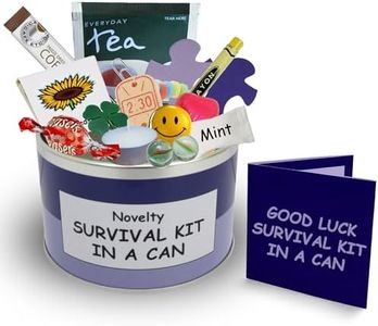 Kit de survie porte-bonheur dans une boîte cadeau humoristique avec carte cadeau tout en un pour nouvel emploi, quitter, émigrer, déménager, etc. Couleur : violet/lilas