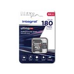 Integral 64GB Micro SD Card 4K Video Read Speed 180MB/s and Write Speed 150MB/s MicroSDXC A2 C10 U3 UHS-I 180-V30 Our Fastest Ever High Speed Micro SD Memory Card