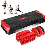 Yes4All Multifunctional Aerobic Stepper, Extra Half Round Legs, 4'' 6'' Adjustable Step Aerobics Platform for Workout, Step & Balance Exercise (Red)