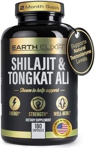 Earth Elixir Shilajit 1000mg & Tongkat Ali 400mg (180 Capsules) Made in USA-Shilajit Supplement (20% Fulvic Acid) Shilajit Pure Himalayan Organic & Tongkat Ali for Men More Potent Than Shilajit Resin