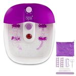 Sensio Spa Foot Spa Massager Pedicure Bath Nine accessories Pamper Your Feet with Heat Bubbles and Massaging Tools All In One Home Salon Therapeutic Massage Tub Pedicure Set White Purple