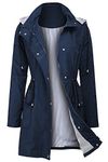 Arthas Women Rain Jacket Waterproof Active Outdoor Trench Raincoat with Hooded Lightweight Blue