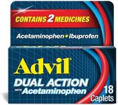 Advil Dual Action Coated Caplets with Acetaminophen, 250 Mg Ibuprofen and 500 Mg Acetaminophen Per Dose (2 Dose Equivalent) for 8 Hour Pain Relief - 18 Count