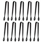 Sugar Tongs, Stainless Steel Mini Serving Appetizers Small Tongs for Tea Party Coffee Bar Kitchen, 10 Pack (Black)