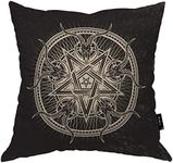 Beabes 18X18 Inch Pillowcase Goat Skulls and Star Rays, Grunge Goat Death Triangle Comfortable Throw Pillow Case Square Cushion Cotton Linen Decorative for Couch Bed Home Car