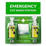 MAASTERS Portable Eye Wash Station OSHA Approved - Wall-Mounted First Aid Eye Wash Kit w/Mirror & 2X 16oz Empty Bottles - No Eye Wash Solution Included - Emergency Eyewash