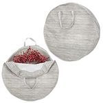 mDesign Soft Fabric Stripe Wreath Storage Bag - Easy-Pull Zippers, Handles, Stores Wreaths - 2 Pack - Taupe/Tan