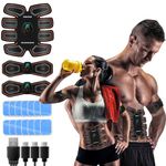 ABS Trainer Muscle Stimulator,EMS Muscle Stimulator Machine for Men And Women,AB Machine with 10 Modes & 20 Intensities,14 High-Adhesive Gel Stickers,ABS Stimulator for Abdomen/Leg/Arm