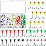60 Pieces Jig Heads for Fishing Crappie Jig Heads Lures Double Eye Ball Heads Durable Fishing Hooks for Bass Trout Suitable for Freshwater and Saltwater (1/32 oz, 1/16 oz, 1/8 oz and 1/4 oz)