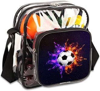 Clear Messenger Crossbody Tote Bag for Work & Business Travel for Men & Women, Fire Soccer