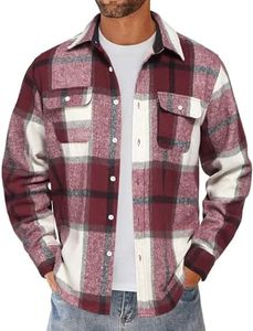 COOFANDY Men's Plaid Jacket Collared Jacket Fall Shirts Fashion Shacket Winter Clothing