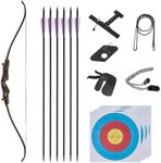 62" Takedown Recurve Bow and Arrow Set for Adult Beginner Hunting Wooden Archery Bow for Outdoor Practice Right Handed(40lbs-Set)