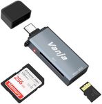 Vanja SD Card Reader, High-Speed USB C to Micro SD Card Reader, Aluminum Card Reader with Dual Slots | Compatible with iPhone 15 Series, MacBook Pro/Air 2023, iPad Pro, S23, and More