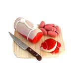 Melody Jane Dolls House Rolled Joint of Beef & Sausages on Board Miniature Kitchen Accessory
