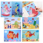 WEDNOK Foil Art for Kids, 6Pcs Ocean Arts and Crafts Kit for Children, Foil Fun Sea Animals Craft Set with Creative Mermaid Seahorse Summer Craft Gifts for Boys Girls 4 5 6 7 8 9 Years Old