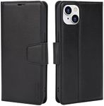 ZUSLAB Case for iPhone 15 Hanman Leather Wallet Card Holder Cover for Apple (2023) - Black