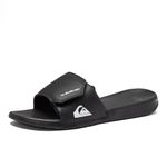 Quiksilver Men’s Bright Coast Adjust Slide Sandal Flip Flop, Black/White/Black, 9